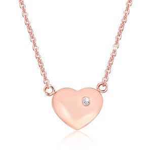 18K Gold Plated Diamond Accent Heart Necklace